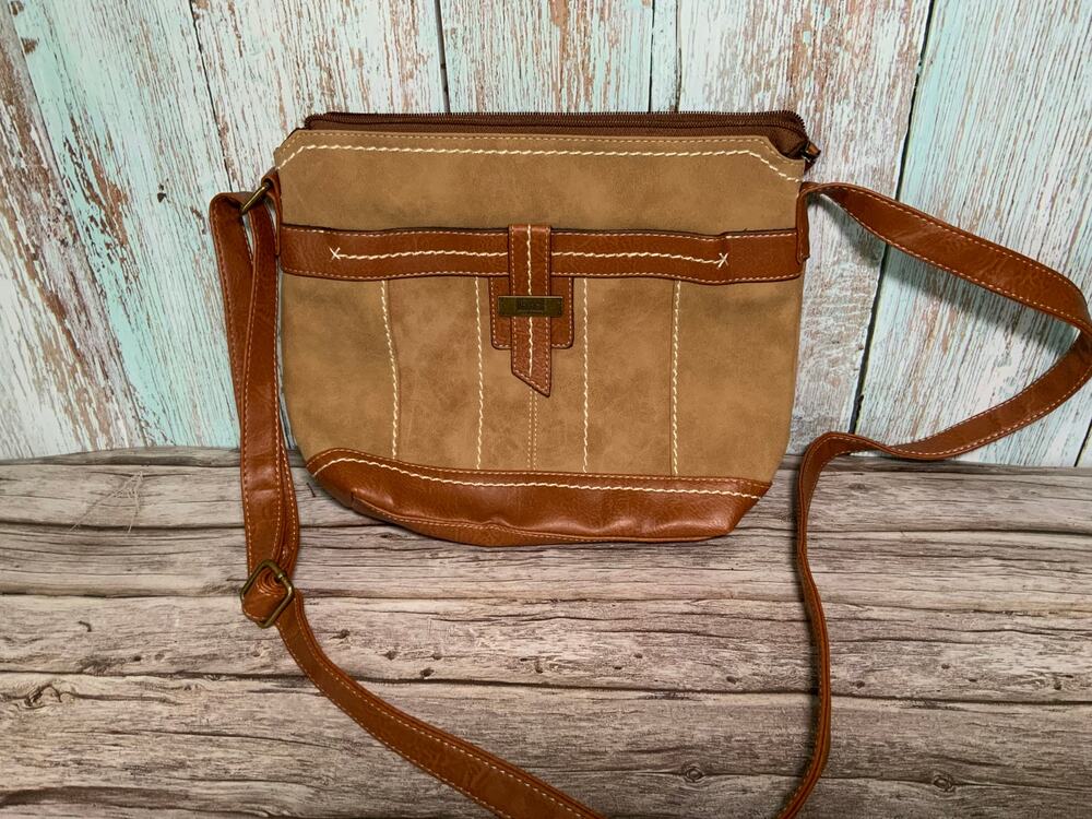 BOC Born Concept Faux Suede Leather Crossbody Bag Tan Brown